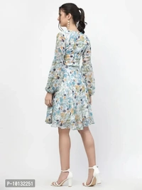 Attractive Midi Length Georgette Printed Fit And Flare Dress Combo For Women Pack Of 3 - XL