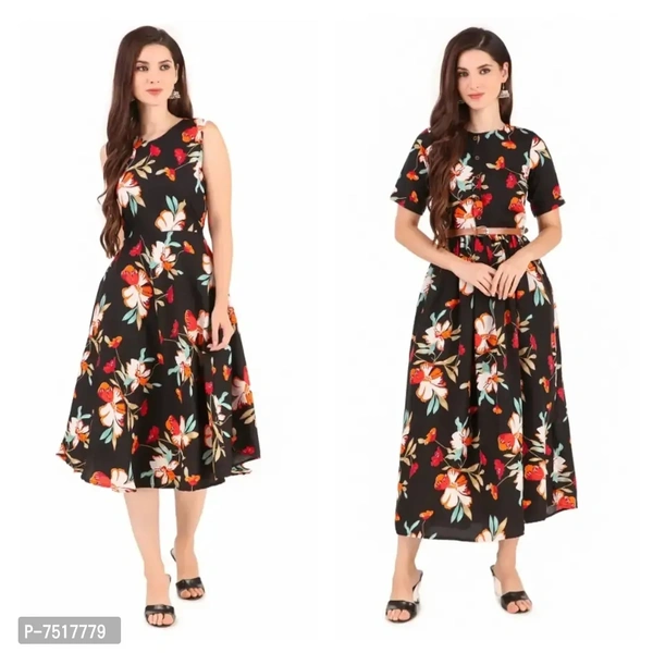 Trendy Crepe Dress for Women Combo of 2 - l