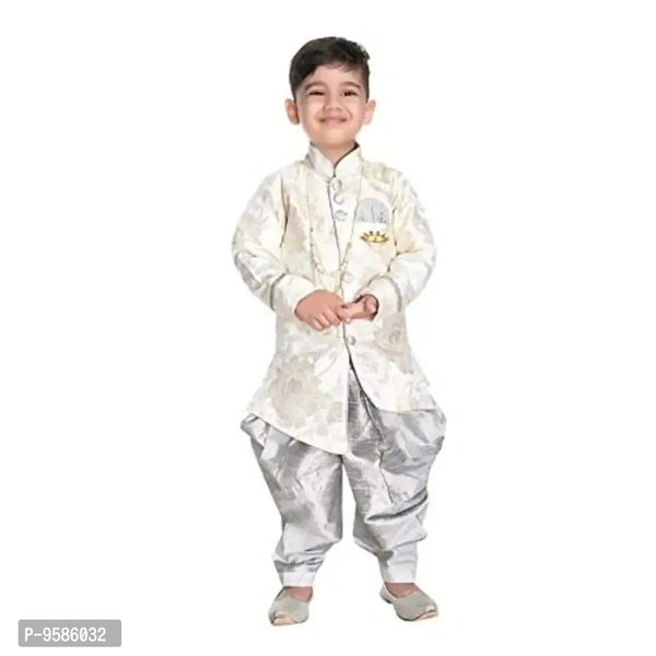 NEW GEN Boys Kurta Pajama Set (Silver_3-4 Years) - 7-8 Years
