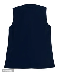 Boy's Navy Blue Cotton Blend Self Pattern Ethnic Jacket - 10-11 Years