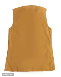 Boy's Yellow Cotton Blend Self Pattern Ethnic Jacket - 13-14 Years