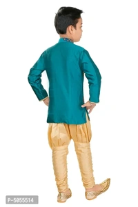 Stylish Art Silk Green Floral Embroidered Kurta With Churidar Payjama Set For Boys - 2-3 Years