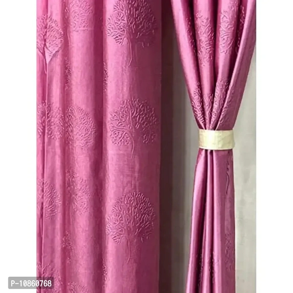 THDE Present Tree Punching Heavy Long Crush Curtains 8 feet Medium Pack of 1| | for Living Room , Bedroom and Home (Pink, Door - 4 x 8 Feet)