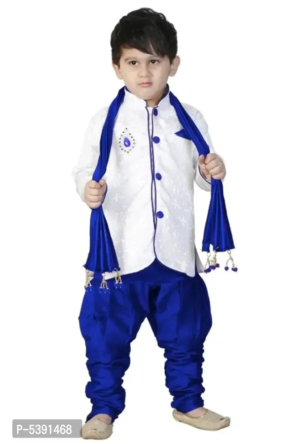 Boys Festive Party Kurta, Pyjama Dupatta Set - 7-8 Years