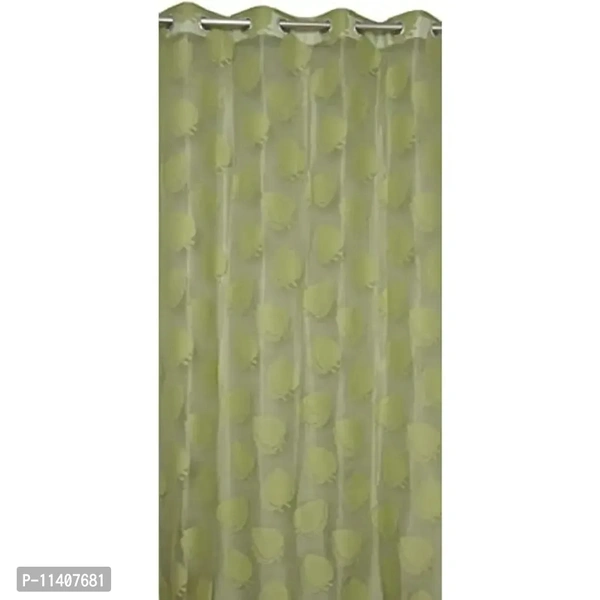 MallowWorld Leaf Design Net Curtain 6ft, Green Color (Set of 2)