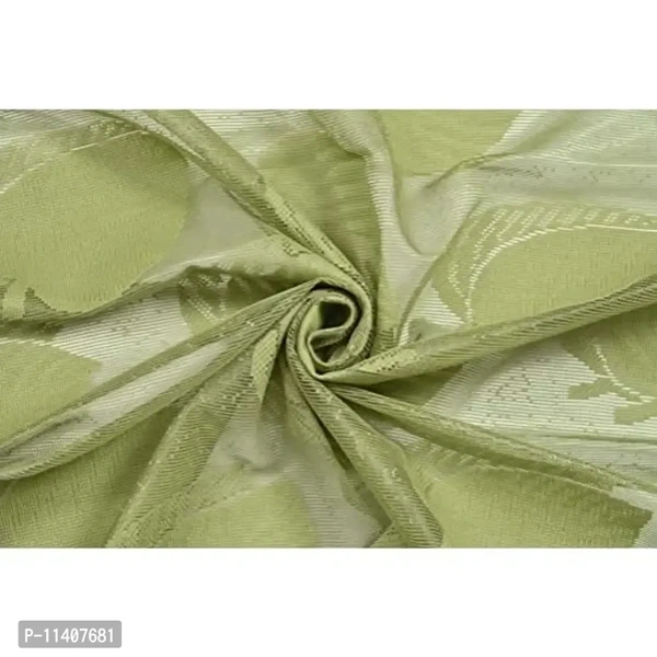 MallowWorld Leaf Design Net Curtain 6ft, Green Color (Set of 2)