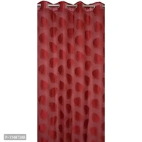 MallowWorld Leaf Design Net Curtain 8ft, Maroon Color (Set of 2)