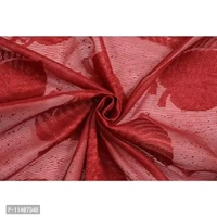 MallowWorld Leaf Design Net Curtain 8ft, Maroon Color (Set of 2)