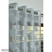 MallowWorld Leaf Design Net Curtain 7ft, Grey Color (Pack of 1)