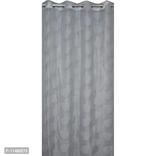 MallowWorld Leaf Design Net Curtain 7ft, Grey Color (Pack of 1)