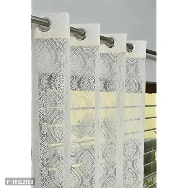 Royal Trend Decor Talks Heavy Polyester Glittering Tissue Net Floral Semi Transparent Fancy Sheer Window Curtain Parda for Living, Drawing and Bedroom