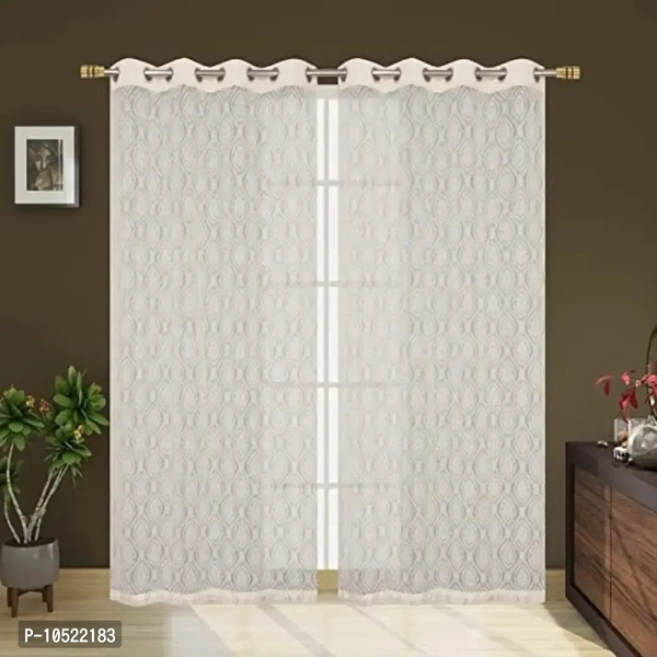 Royal Trend Decor Talks Heavy Polyester Glittering Tissue Net Floral Semi Transparent Fancy Sheer Window Curtain Parda for Living, Drawing and Bedroom