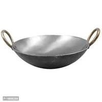KITCHEN SHOPEE Induction Friendly Iron Tawa for Roti/Chapathi/Chapati 9 inch and 9 Inch Iron Kadai for Cooking Induction Friendly