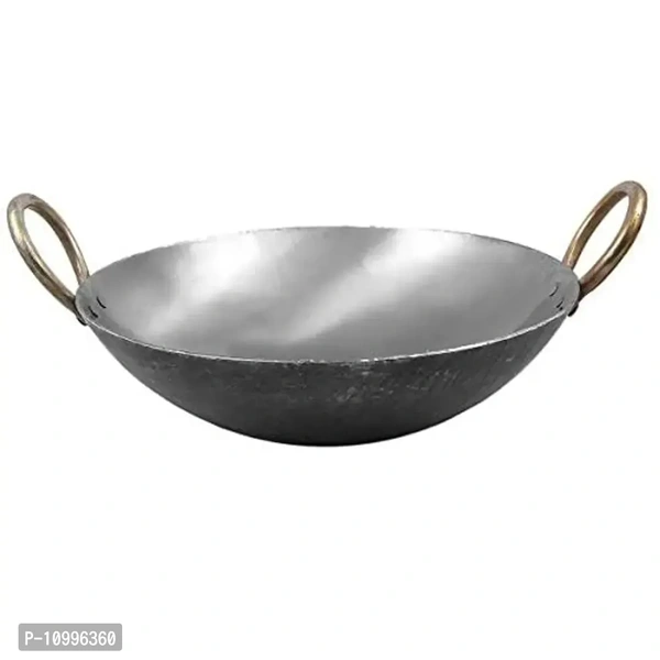 KITCHEN SHOPEE Induction Friendly Iron Tawa for Roti/Chapathi/Chapati 9 inch and 9 Inch Iron Kadai for Cooking Induction Friendly