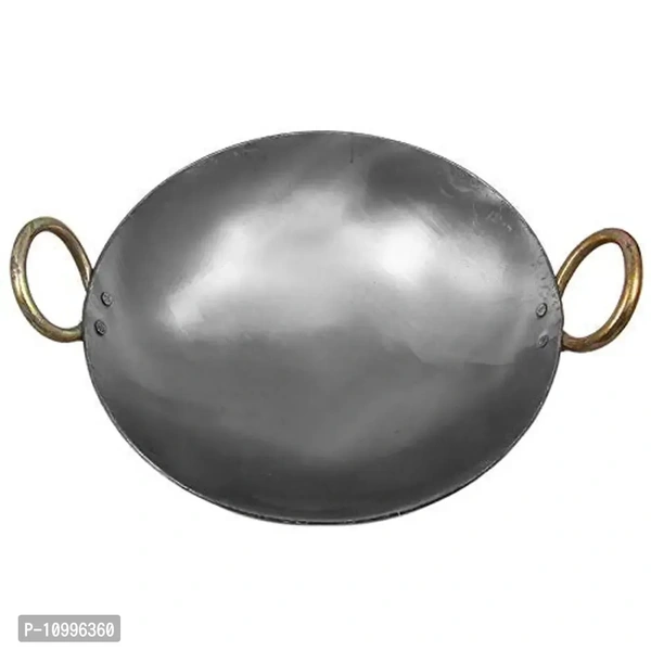KITCHEN SHOPEE Induction Friendly Iron Tawa for Roti/Chapathi/Chapati 9 inch and 9 Inch Iron Kadai for Cooking Induction Friendly