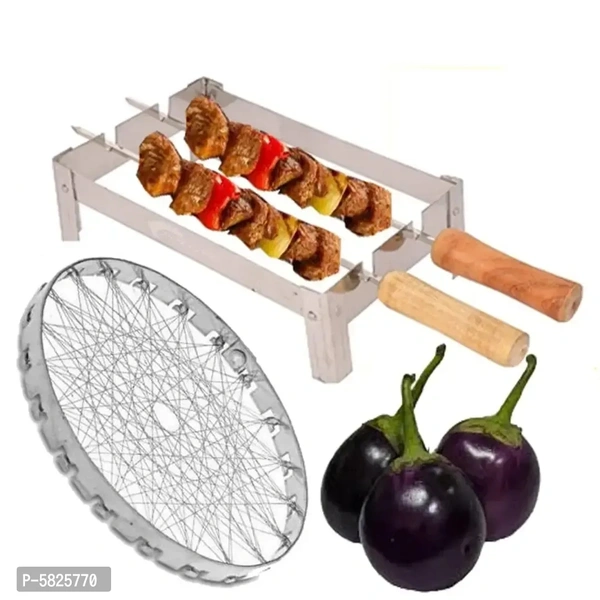 Barbeque Grill Stand For Gas Stove | Gas Tandoor Grill For Home | Foldable Chhota Tandoor with 2 Needles 1 Jali