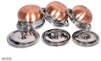 Useful Stainless Steel Handi Set with Lids- 6 Pieces, 3 Handi, 3 Lids
