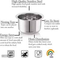 Useful Stainless Steel High Quality 22 Gauge And Gas Stove Compatible Tope Set With Lids- 10 Pieces, 5 Tope, 5 Lids