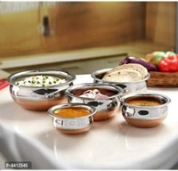 Copper Bottom Handi Pot 5 Piece Set/Steel Handi Set 5 Piece Set Handi Handi (Stainless Steel)