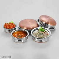 Copper Bottom Handi Pot 5 Piece Set/Steel Handi Set 5 Piece Set Handi Handi (Stainless Steel)