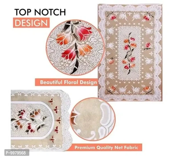 Flower Design Cotton Floral 5 Seater Sofa Cover Set|6 Pieces Arms Cover|1 Center Table Cover|Pack of 17, Multicolor