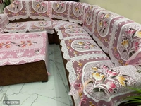 STANDARD SOFA COVER 16PCS+CTC/PINK/TULIP SOFA COVER WITH CENTRAL TABLE COVER