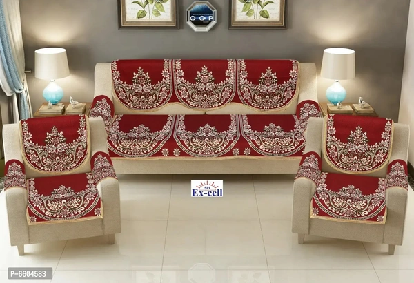 Comfortable Royal Look Velvet 5 Seater Sofa Covers - Set of 6 Pieces