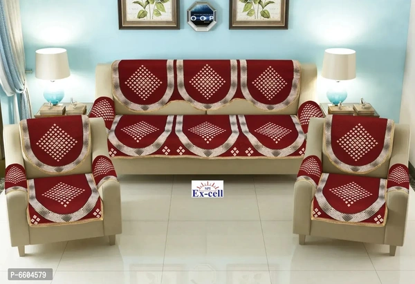 Comfortable Royal Look Velvet 5 Seater Sofa Covers - Set of 6 Pieces