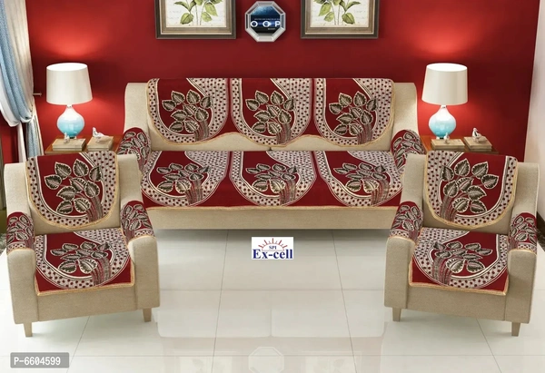 Comfortable Royal Look Velvet 5 Seater Sofa Covers - Set of 6 Pieces