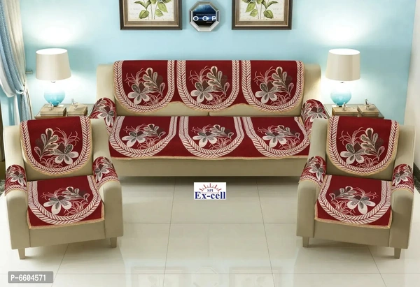 Comfortable Royal Look Velvet 5 Seater Sofa Covers - Set of 6 Pieces