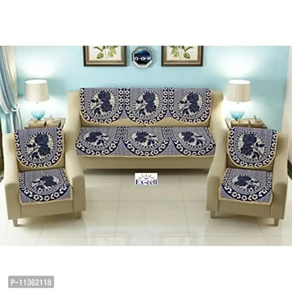 SPIEx-cell Excell loomtex Presents P_18 Sofa Cover of Exclusive Royal Look Velvet Sofa Cover Set of Heavy Fabric 500 TC Floral Design 5 Seater Sofa Cover -|| Set of 6 Piece ||
