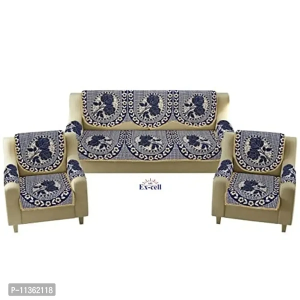 SPIEx-cell Excell loomtex Presents P_18 Sofa Cover of Exclusive Royal Look Velvet Sofa Cover Set of Heavy Fabric 500 TC Floral Design 5 Seater Sofa Cover -|| Set of 6 Piece ||