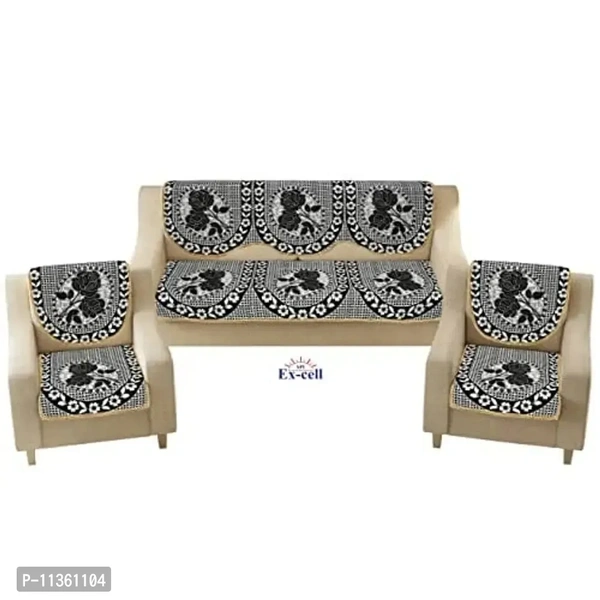 SPIEx-cell Excell Loomtex Velvet Sofa Cover Set | Leaf Patti Design | Heavy 500 TC Fabric