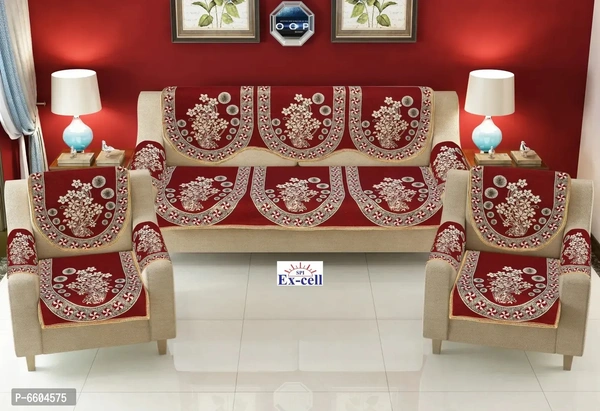 Comfortable Royal Look Velvet 5 Seater Sofa Covers - Set of 6 Pieces