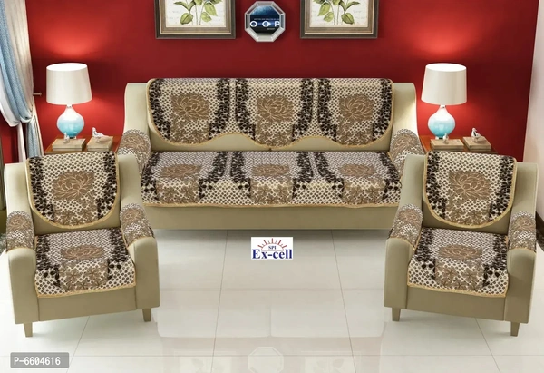 Comfortable Royal Look Velvet 5 Seater Sofa Covers - Set of 6 Pieces