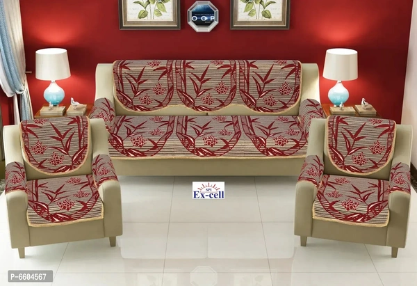 Comfortable Royal Look Velvet 5 Seater Sofa Covers - Set of 6 Pieces