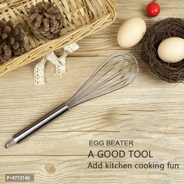 Stainless Steel Big Baloon Hand Whisk Egg and milk Frother,Kitchen Blender (25 cms, Set of Two) - Pack of 2