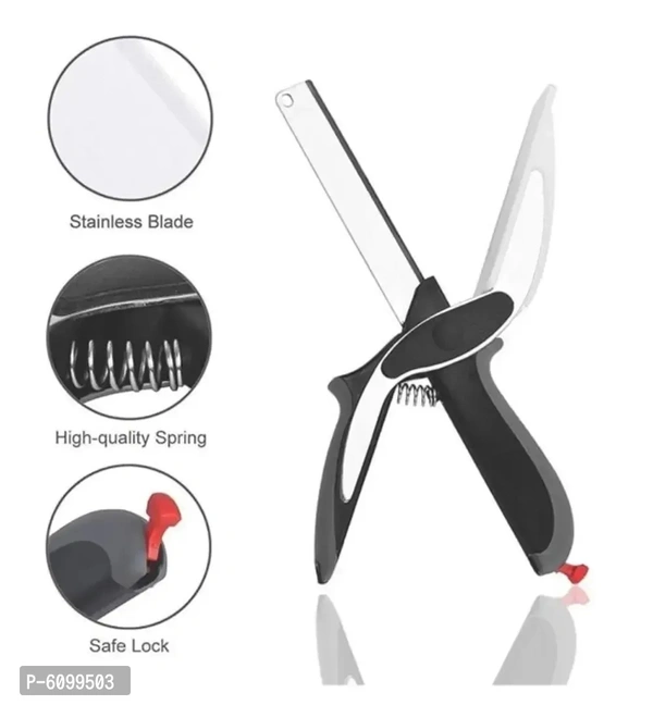 2 in 1 Smart Cutter with Cutting Board Built-in-Use for Quick and Easy Cutting as Food Shears, Vegetable Slicer, Fruit Cutter