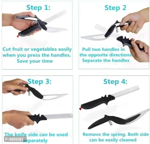 2 in 1 Smart Cutter with Cutting Board Built-in-Use for Quick and Easy Cutting as Food Shears, Vegetable Slicer, Fruit Cutter