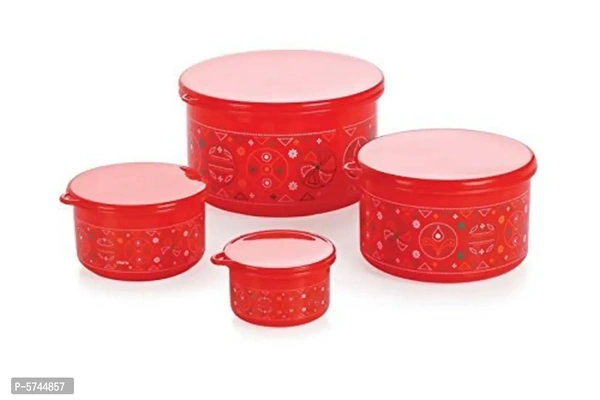 Container - Virgin Plastic Glory Chunri Print Containers/Storage Box (Multicolour) - Set of 4 Pcs