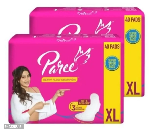 Paree Soft Rash Free XL Sanitary Pads For Heavy Flow - 40 Pads (Combo of 2)