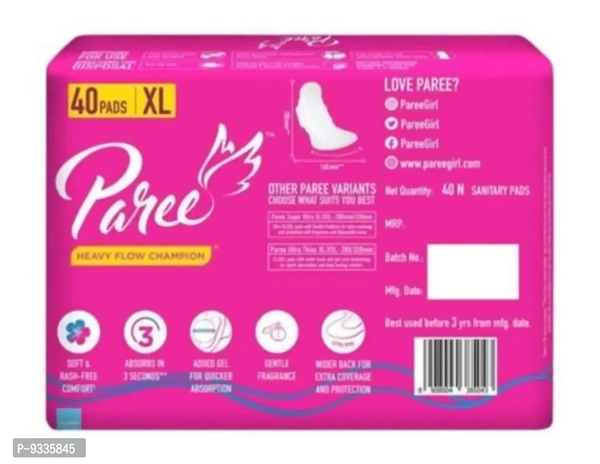 Paree Soft Rash Free XL Sanitary Pads For Heavy Flow - 40 Pads (Combo of 2)