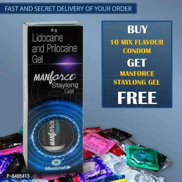Manforce Performance Gel with Flavoured Condoms | Extra Dotted & Super Thin | Pack of 10