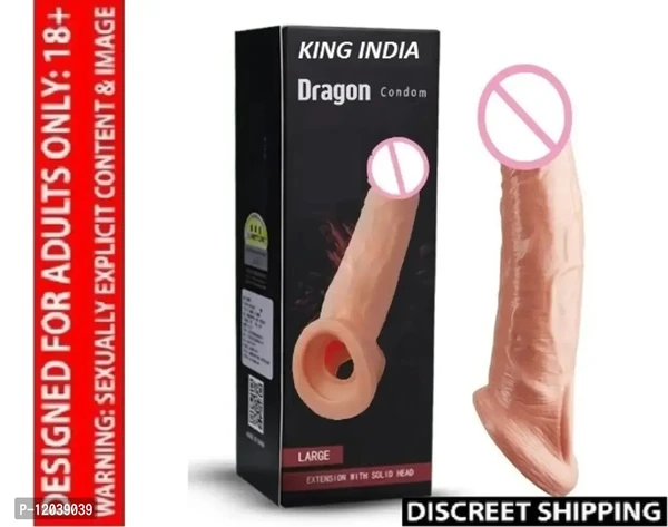 KING SKIN SLEEVE EXTENDER REALISTIC 9INCH SILICONE MADE REUSABLE WASHABLE CONDOM JUMBO