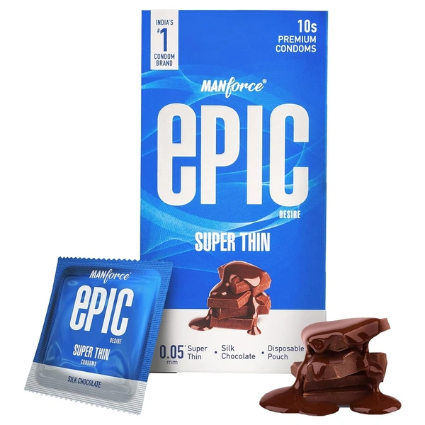 Epic Super Thin Chocolate Flavoured Condoms – Vegan, Lubricated Latex, Pack of 10
