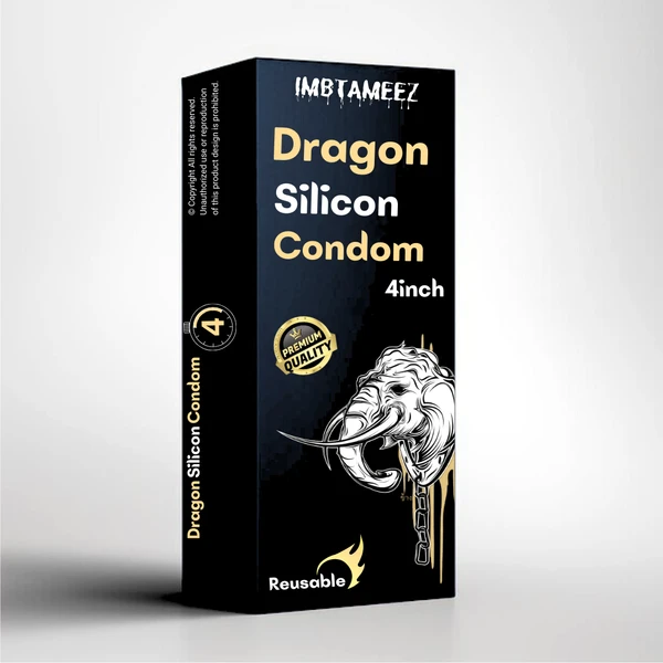 4 inch Dragon Silicon Reusable Condom  - 4inch, Chocolate