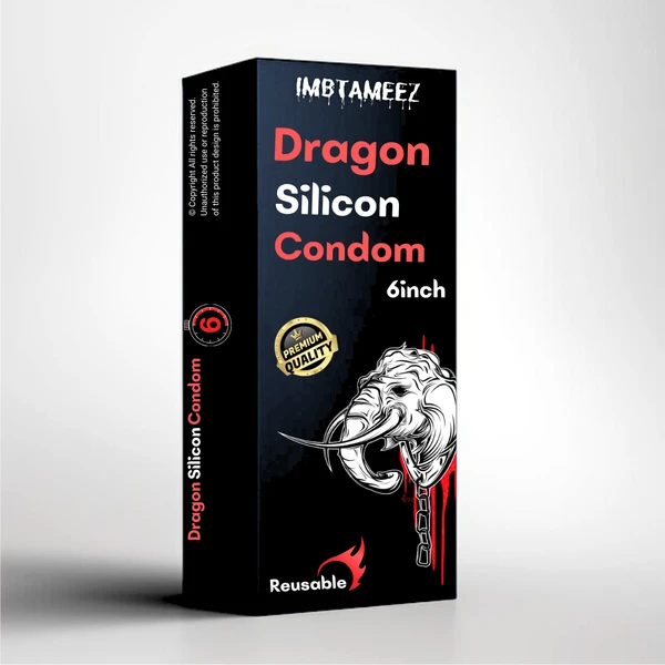 6 inch Dragon Silicon Reusable Condom  - 6inch, Chocklet