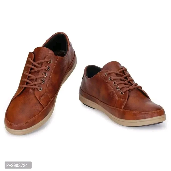 Tan Synthetic Leather Casual Shoes for Men - Brown, 7UK