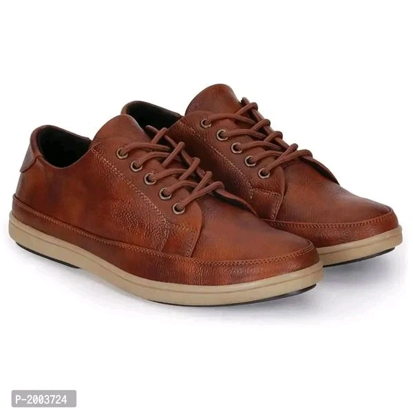 Tan Synthetic Leather Casual Shoes for Men - Brown, 8UK
