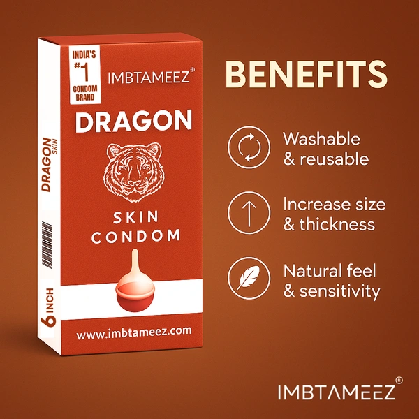 Imbtameez Dragon Silicone Condom Royal Edition | 6 Inch Reusable Dragon Skin Condom | Latex-Free, Washable Sleeve for Men - This item is non returnable, * Order Now get upto Rs 100 Off apply code ROYALED